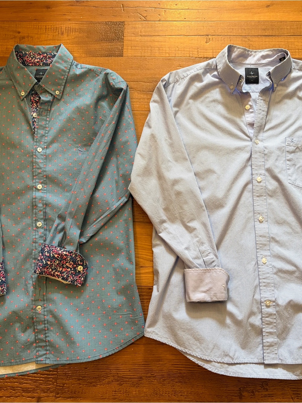 Tailorbyrd Bundle Of TWO Button Down Geometric Shirts Print Flip Cuff Large
